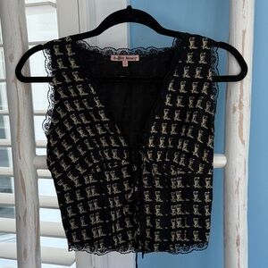 Black and Cream Women's Top